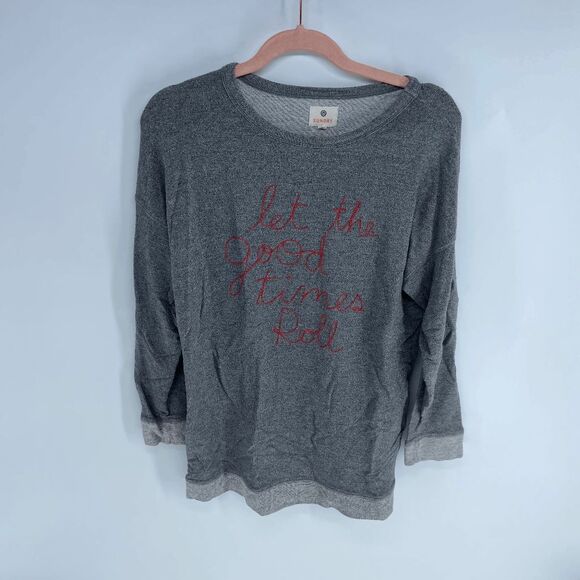 Anthropologie Sundry Good times Roll Women gray preowned round neck sweatshirt S - Picture 3 of 6
